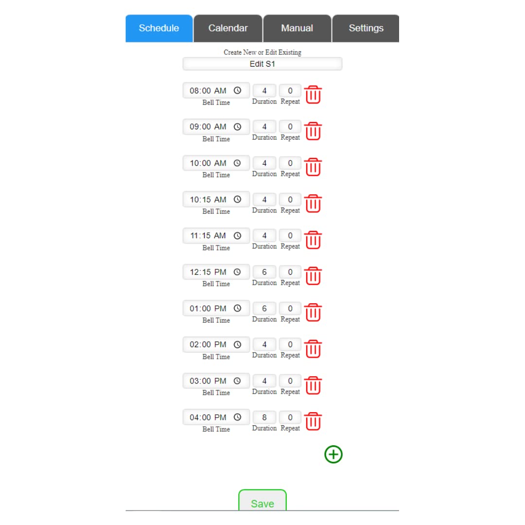Automatic School Bell Management System 6 Seasons 32 Bells/Day Unlimited Holidays
