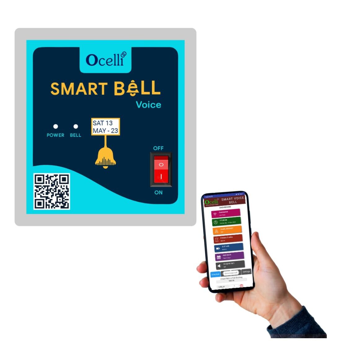 OCELLI School Bell Timer Smart Automatic Voice Announcement System - 6 Seasons - 32 Voices/Musics Per Day Bell Timer PA Compatible